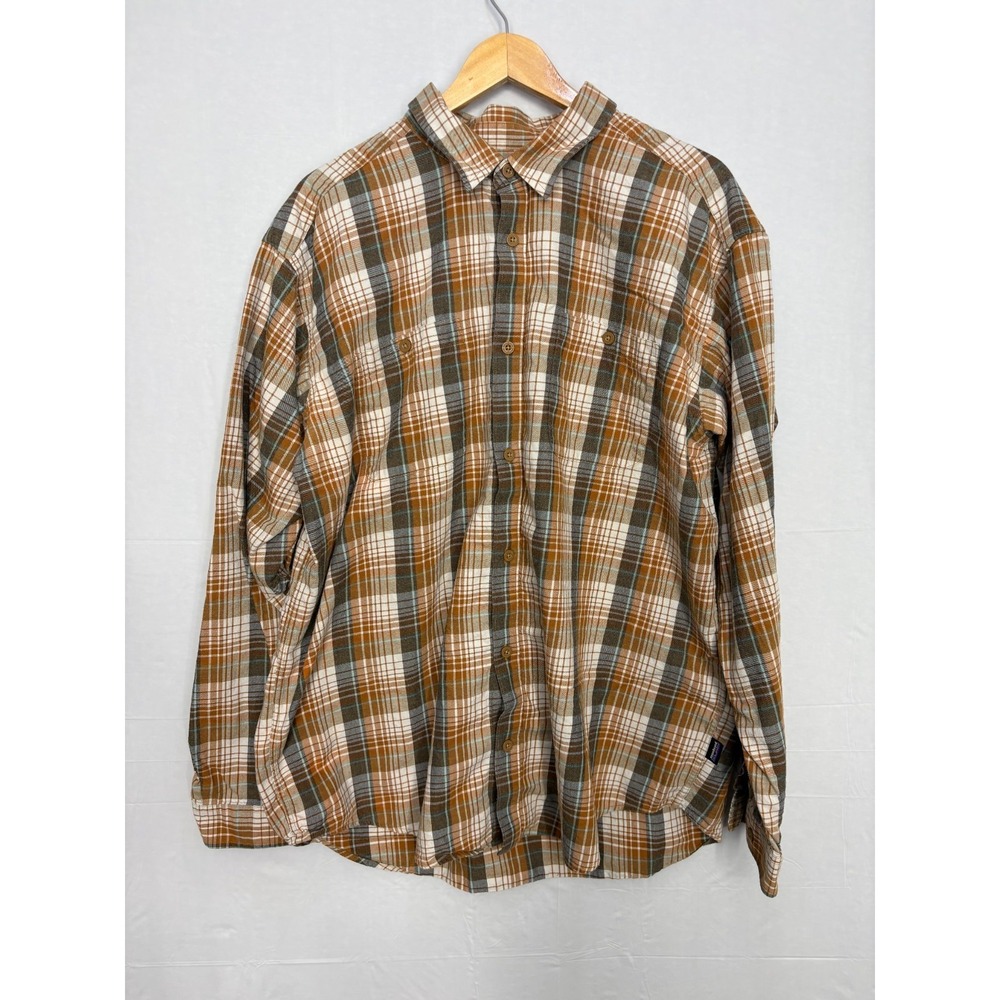 Patagonia Button Up Shirt Mens Multicolor Plaid Organic Cotton Long Sleeve XL‎